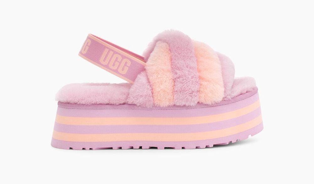 Ugg Disco Stripe - Womens Slides - Pink Stripes - NZ (6421IUNQT)